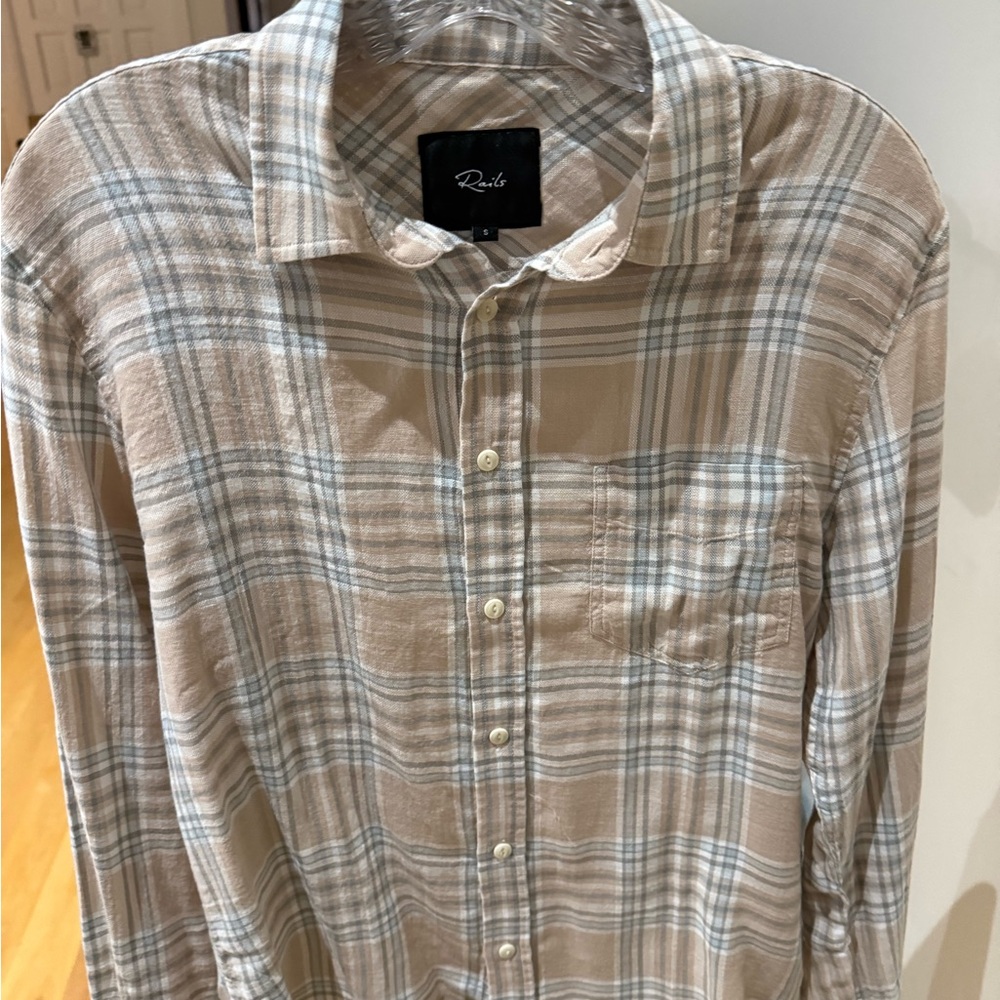 Rails Beige and Gray Plaid Men's Shirt